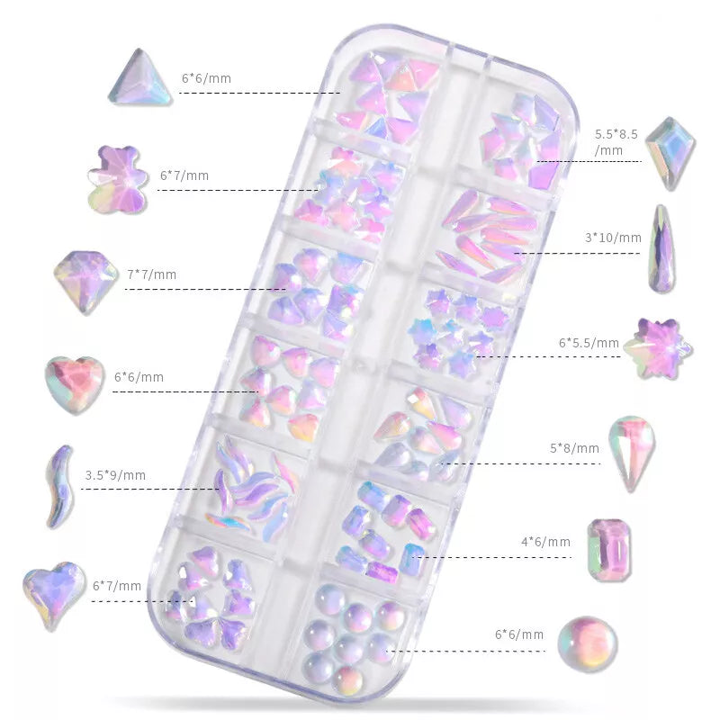Glitter Nail Art Rhinestones Flatback Crystals Gems 3D Diamond Nails Decoration