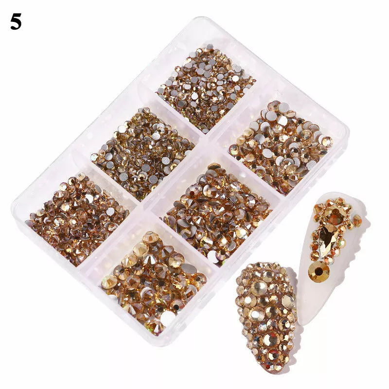 12Box/Set AB Crystal Rhinestone Diamond Gems 3D Glitter Nail Art Decoration DIY✔