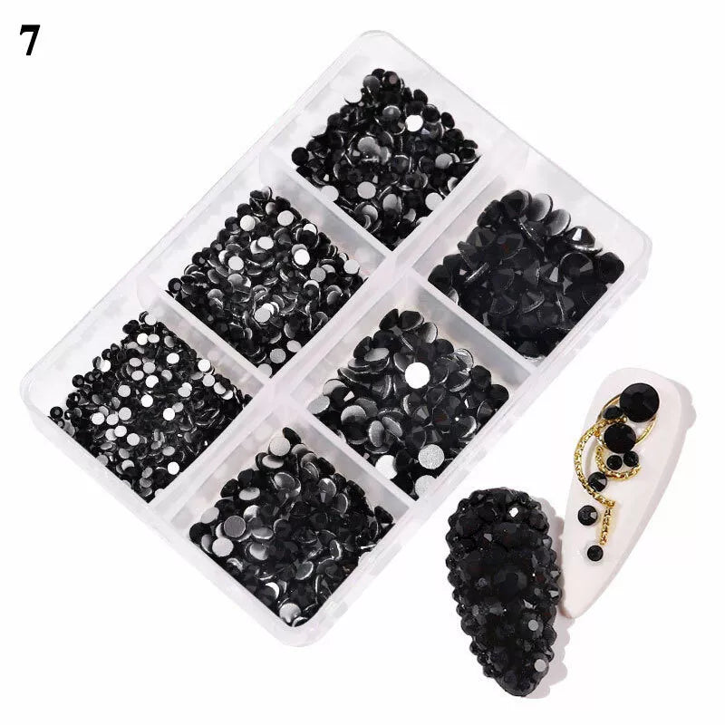 12Box/Set AB Crystal Rhinestone Diamond Gems 3D Glitter Nail Art Decoration DIY✔