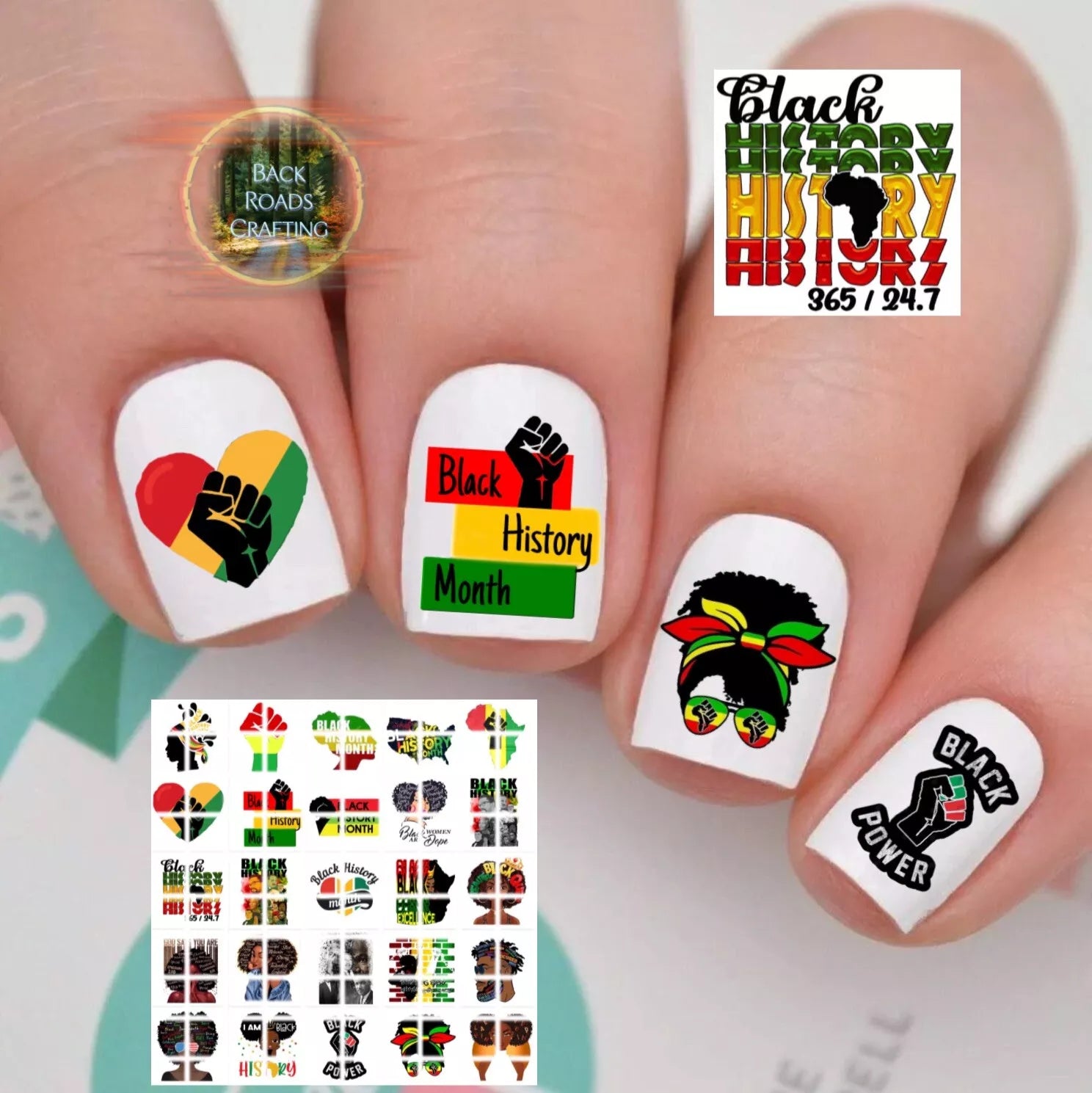 Black History Month Waterslide Nail Art Decals Set Of 50 Instructions & Bonus