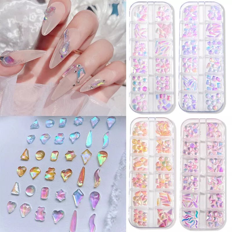 Glitter Nail Art Rhinestones Flatback Crystals Gems 3D Diamond Nails Decoration