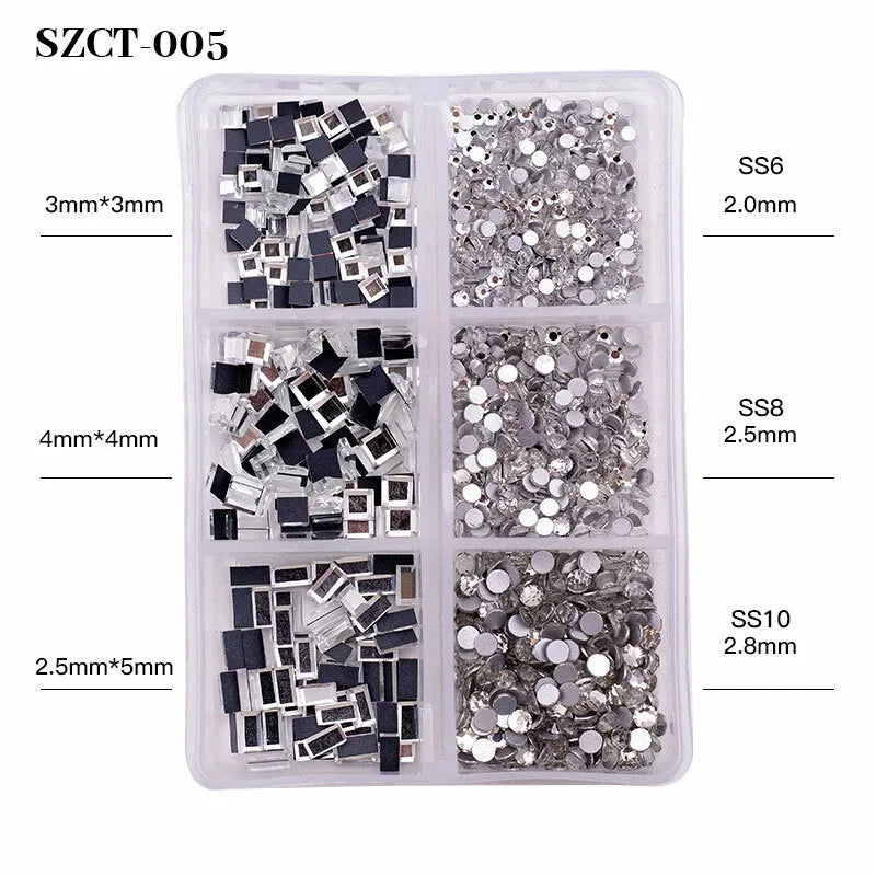 Mixed Glass Nail Art Rhinestones Flatback AB Crystal 3D Gem Diamond Manicure ↕