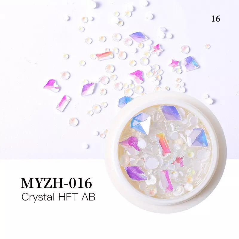 1 Box Clear Glitter Nail Art Rhinestones Flatback Crystal Gem Nails Decoration