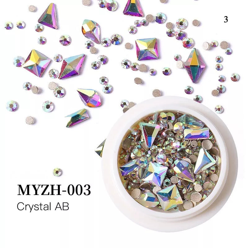1 Box Clear Glitter Nail Art Rhinestones Flatback Crystal Gem Nails Decoration