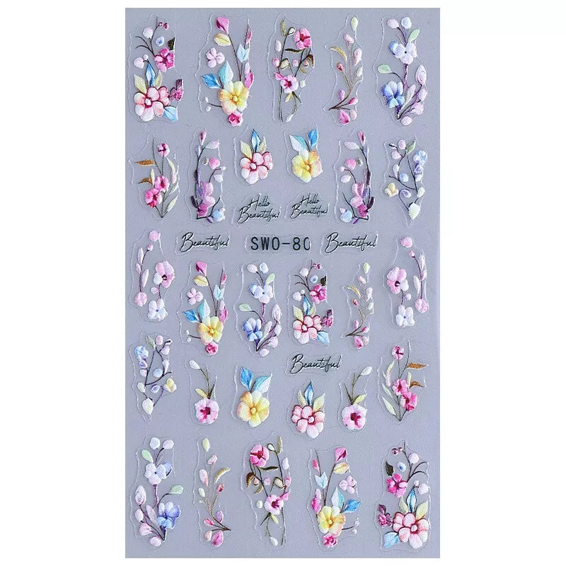 2PCS Nail Art Stickers Self Adhesive Easter Bunnies Egg Flower NS52