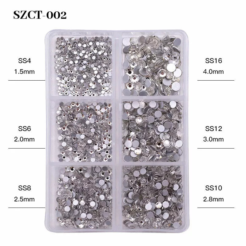 Mixed Glass Nail Art Rhinestones Flatback AB Crystal 3D Gem Diamond Manicure ↕