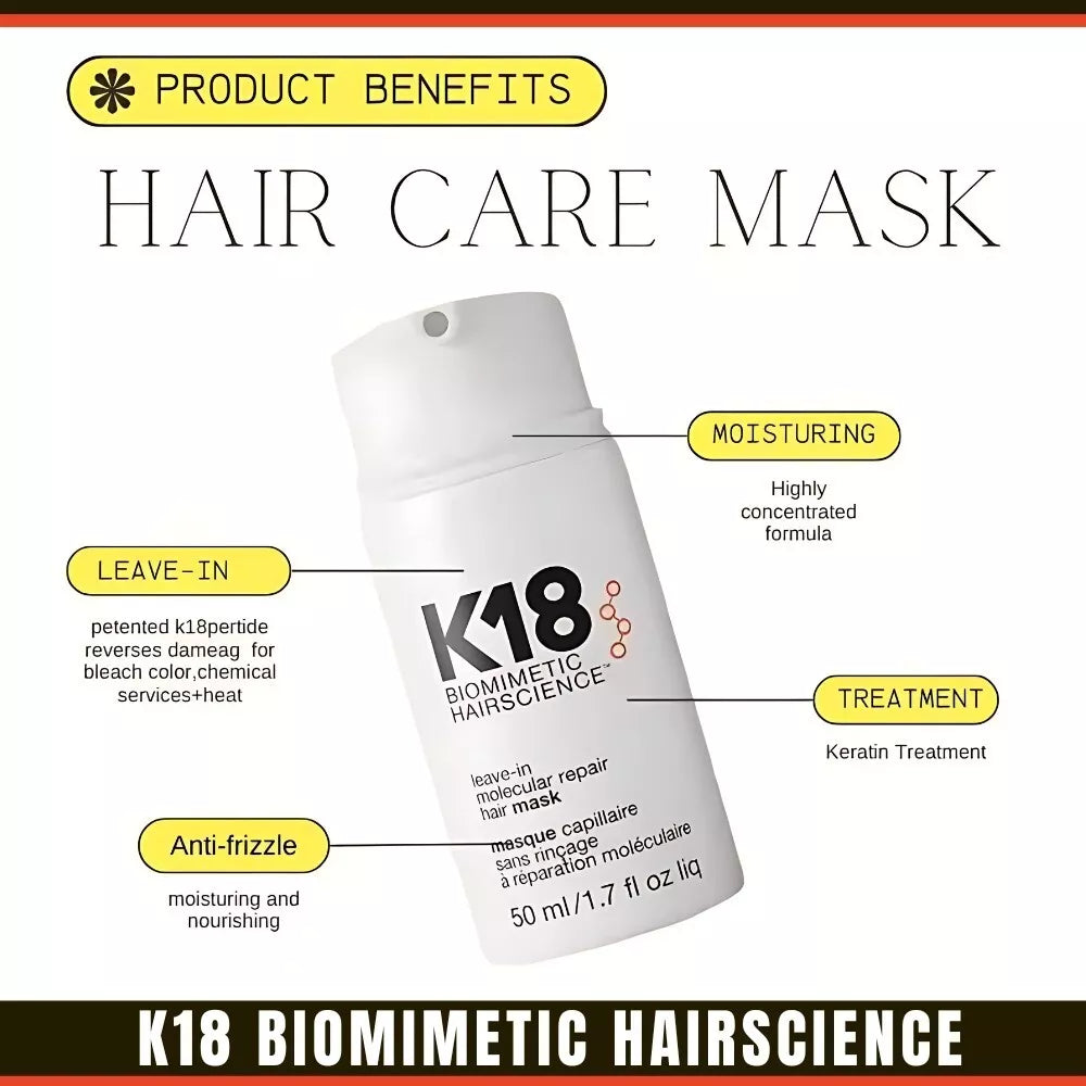K18 Hair Mask Leave In Molecular Repair Biomimetic Hairscience 50ml 1.7oz