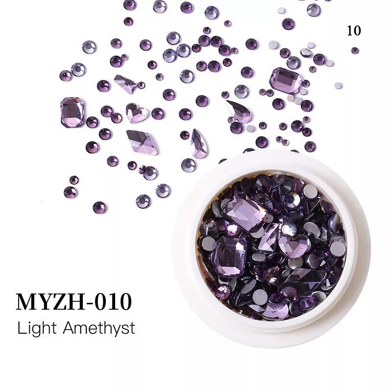 1 Box Clear Glitter Nail Art Rhinestones Flatback Crystal Gem Nails Decoration