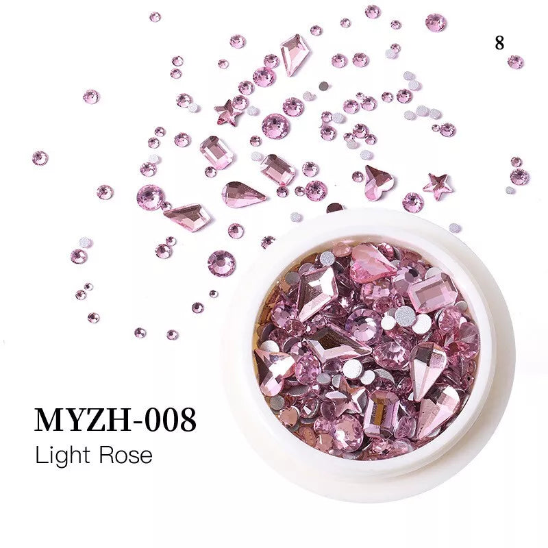 1 Box Clear Glitter Nail Art Rhinestones Flatback Crystal Gem Nails Decoration