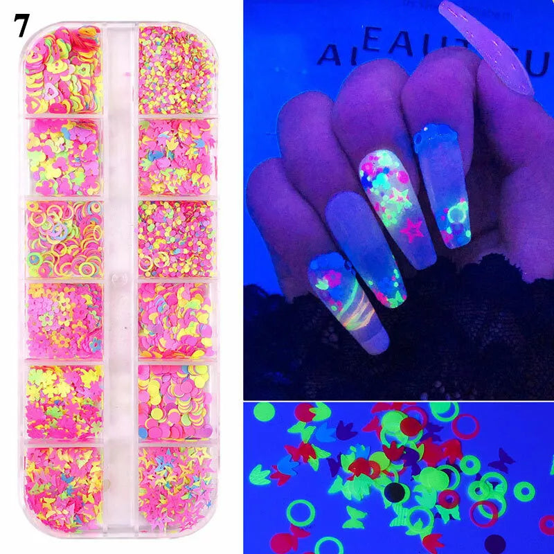 Laser Holographic 3D Butterfly Nail Art Sequins Flakes Glitter Foils 12 Colours✔