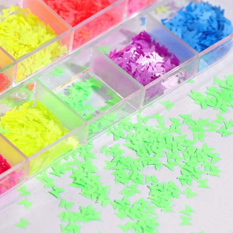 Laser Holographic 3D Butterfly Nail Art Sequins Flakes Glitter Foils 12 Colours✔