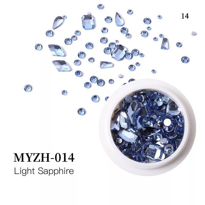 1 Box Clear Glitter Nail Art Rhinestones Flatback Crystal Gem Nails Decoration