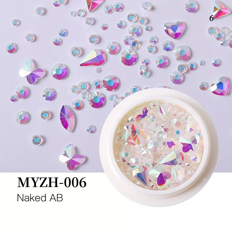1 Box Clear Glitter Nail Art Rhinestones Flatback Crystal Gem Nails Decoration