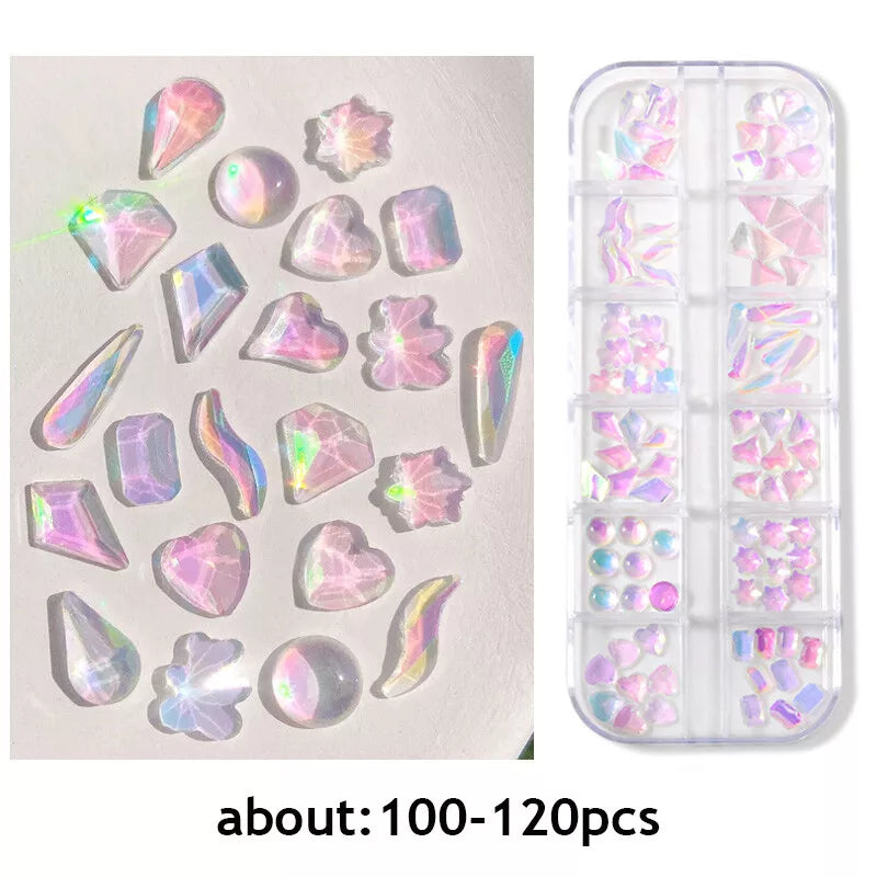 Glitter Nail Art Rhinestones Flatback Crystals Gems 3D Diamond Nails Decoration