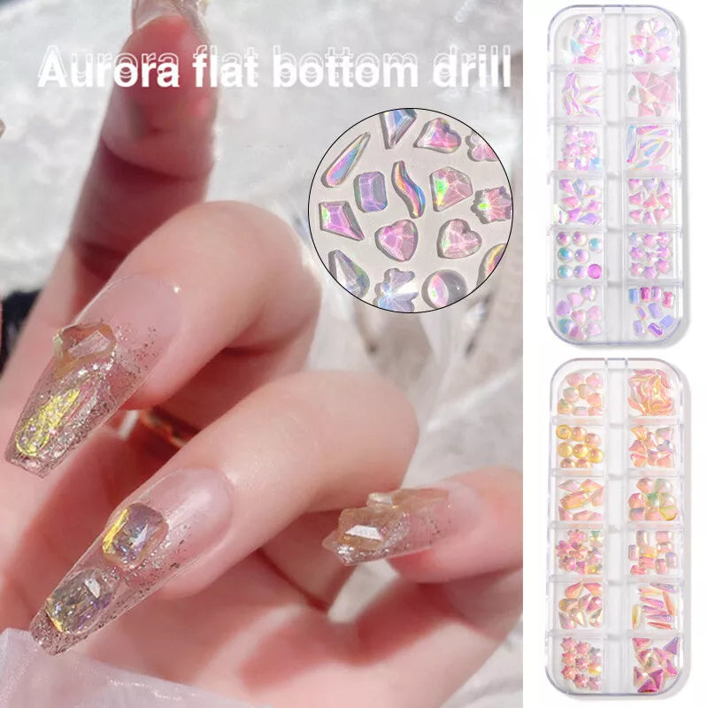 Glitter Nail Art Rhinestones Flatback Crystals Gems 3D Diamond Nails Decoration
