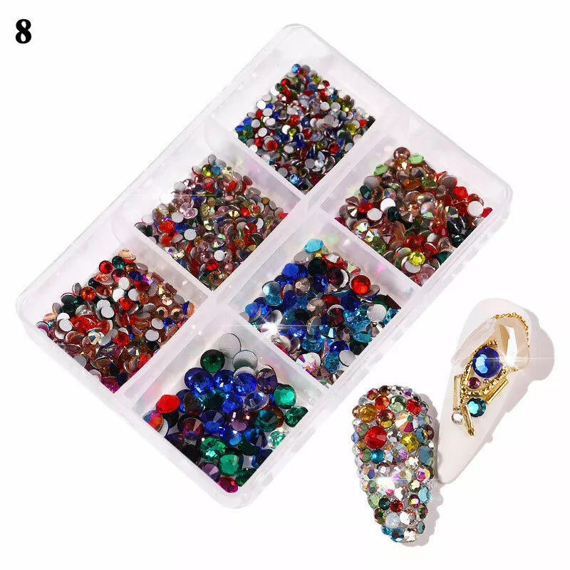 12Box/Set AB Crystal Rhinestone Diamond Gems 3D Glitter Nail Art Decoration DIY✔