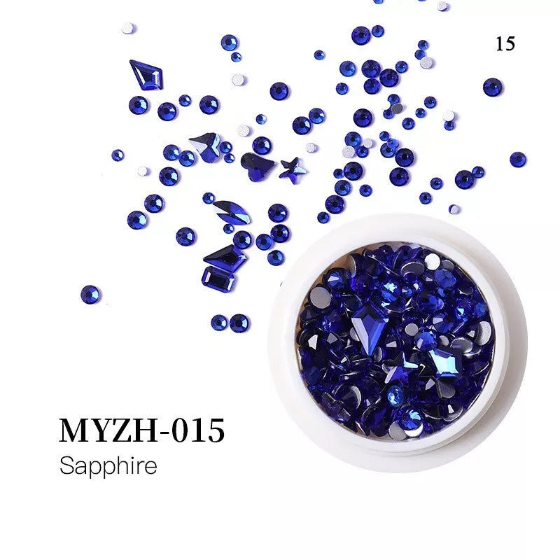 1 Box Clear Glitter Nail Art Rhinestones Flatback Crystal Gem Nails Decoration