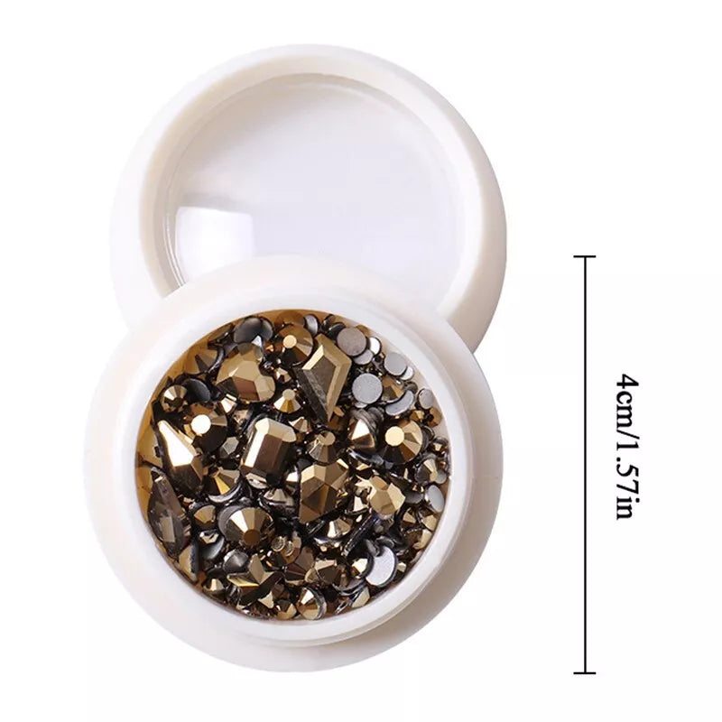 1 Box Clear Glitter Nail Art Rhinestones Flatback Crystal Gem Nails Decoration