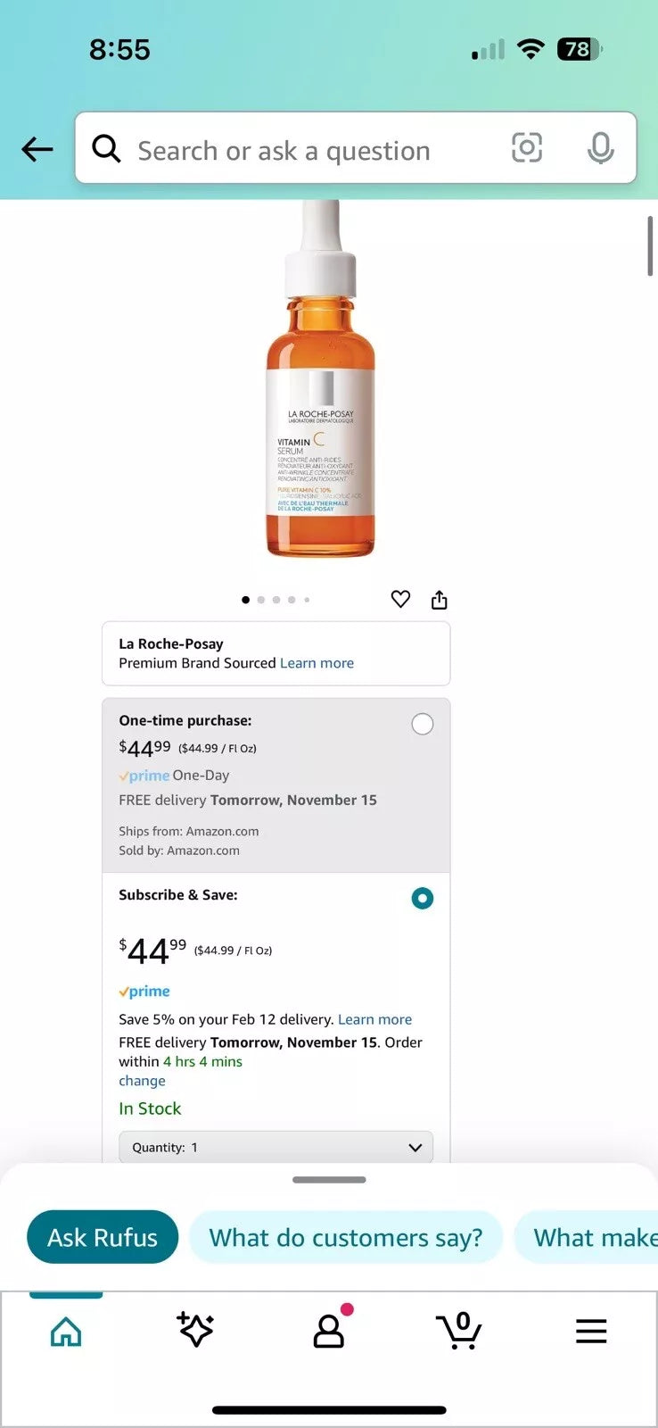 *Authentic* La Roche-Posay 10% Pure Vitamin C Serum - Anti-Wrinkle *Exp. 05/2026