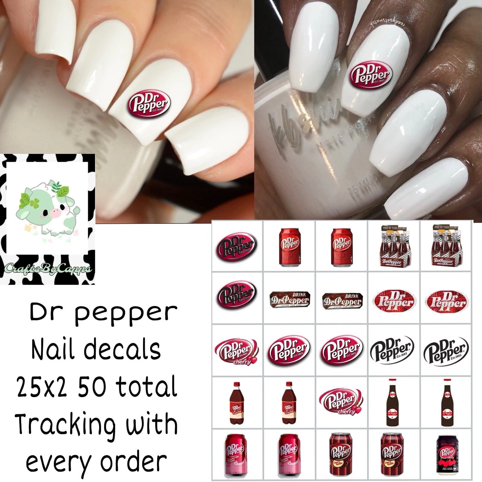 Dr.pepper Nail Decals Set Of 50