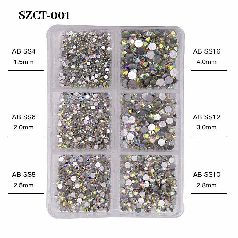 Mixed Glass Nail Art Rhinestones Flatback AB Crystal 3D Gem Diamond Manicure ↕