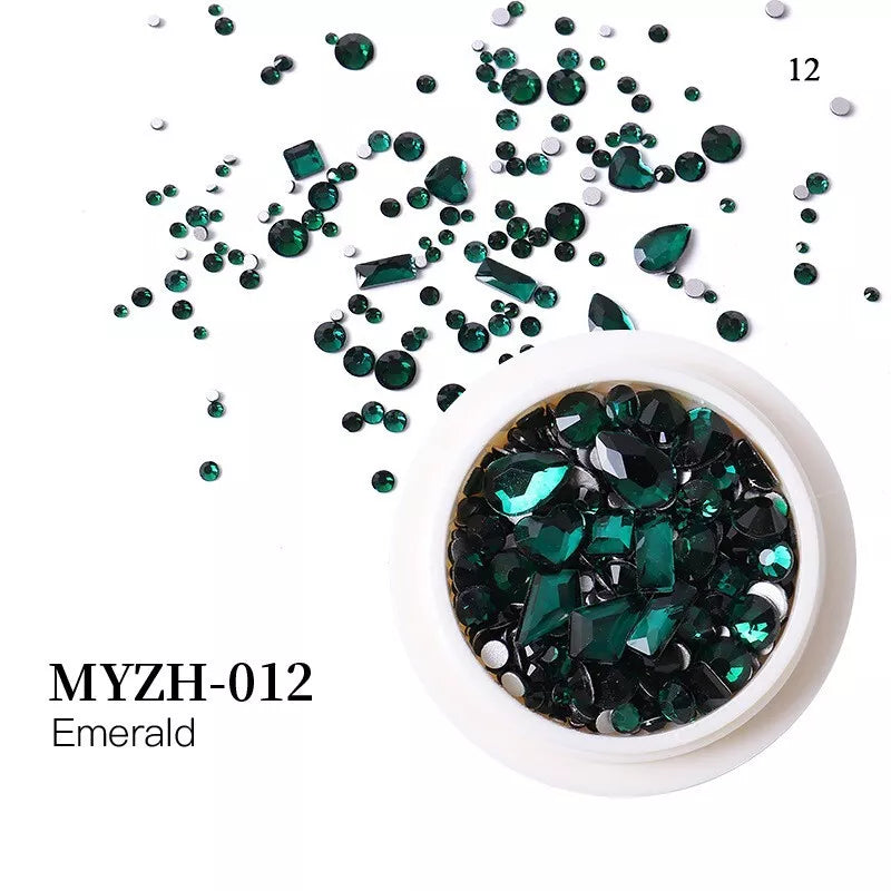 1 Box Clear Glitter Nail Art Rhinestones Flatback Crystal Gem Nails Decoration