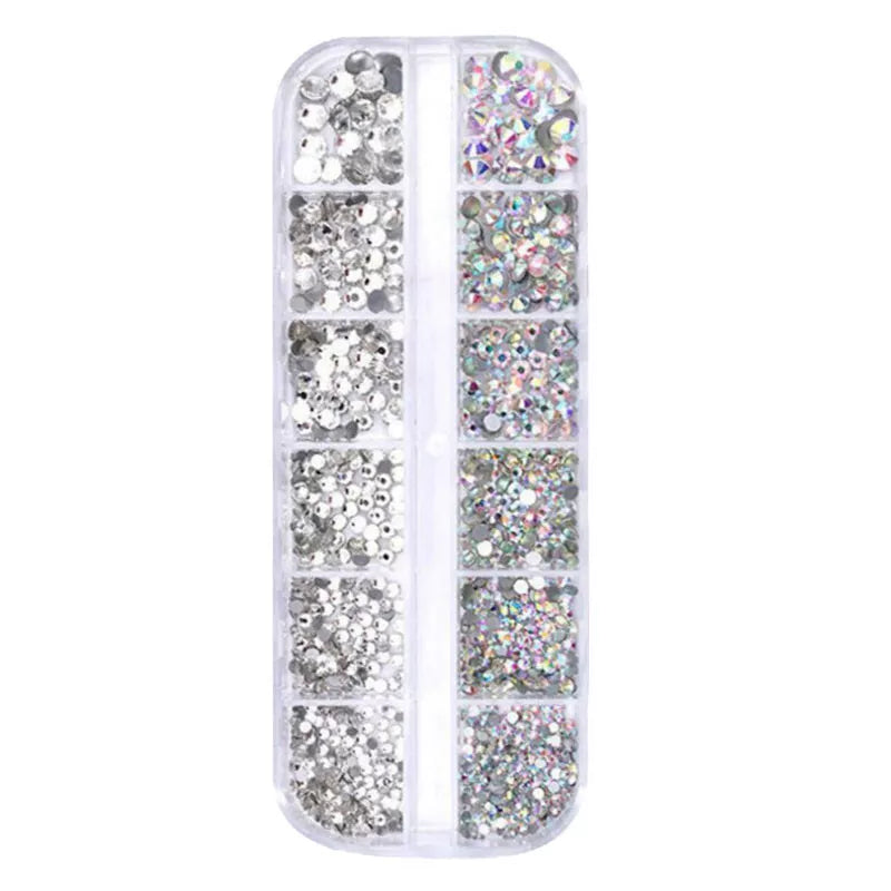 12Box/Set AB Crystal Rhinestone Diamond Gems 3D Glitter Nail Art Decoration DIY✔
