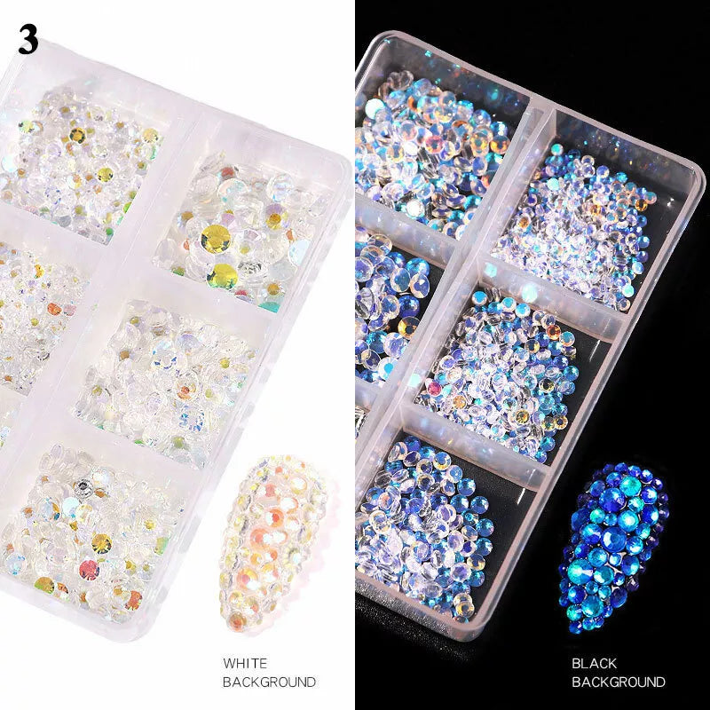 12Box/Set AB Crystal Rhinestone Diamond Gems 3D Glitter Nail Art Decoration DIY✔
