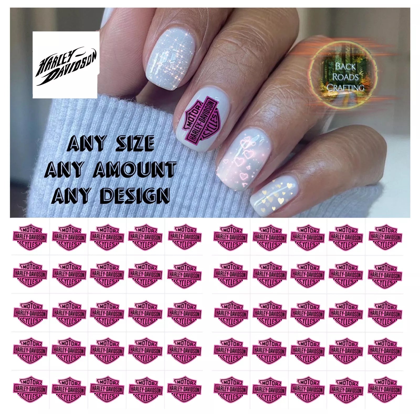 Motorcycles Waterslide Nail Decals Set Of 50 Instructions & Bonus Harley