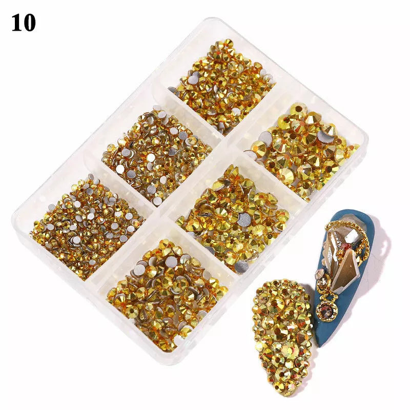 12Box/Set AB Crystal Rhinestone Diamond Gems 3D Glitter Nail Art Decoration DIY✔