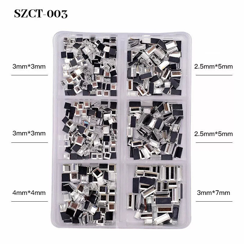 Mixed Glass Nail Art Rhinestones Flatback AB Crystal 3D Gem Diamond Manicure ↕
