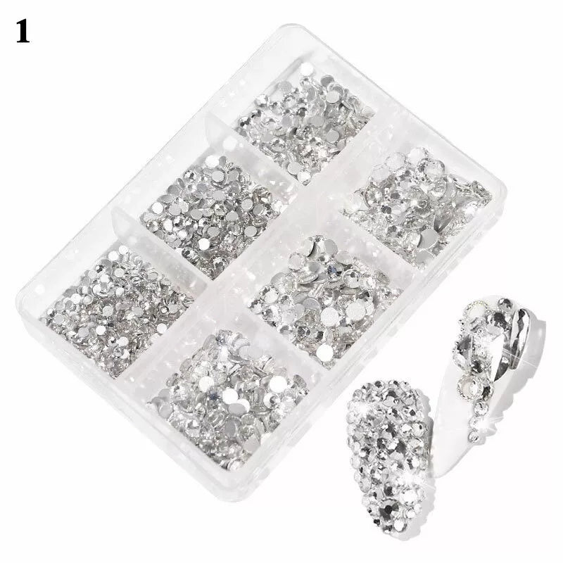 12Box/Set AB Crystal Rhinestone Diamond Gems 3D Glitter Nail Art Decoration DIY✔