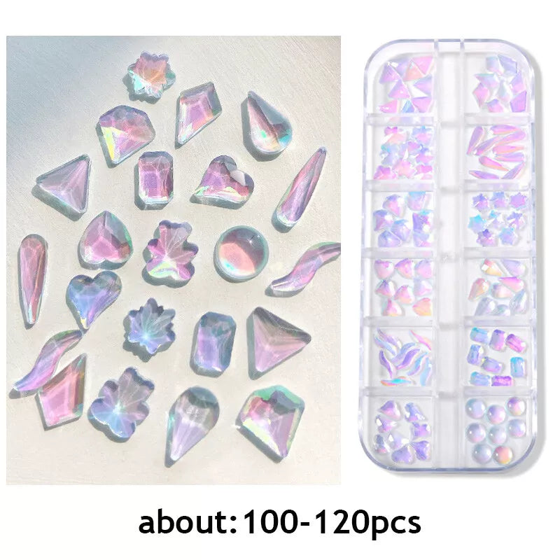 Glitter Nail Art Rhinestones Flatback Crystals Gems 3D Diamond Nails Decoration