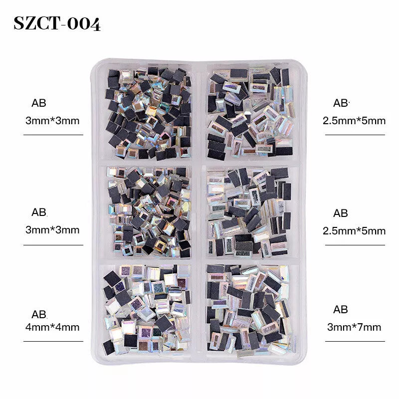 Mixed Glass Nail Art Rhinestones Flatback AB Crystal 3D Gem Diamond Manicure ↕