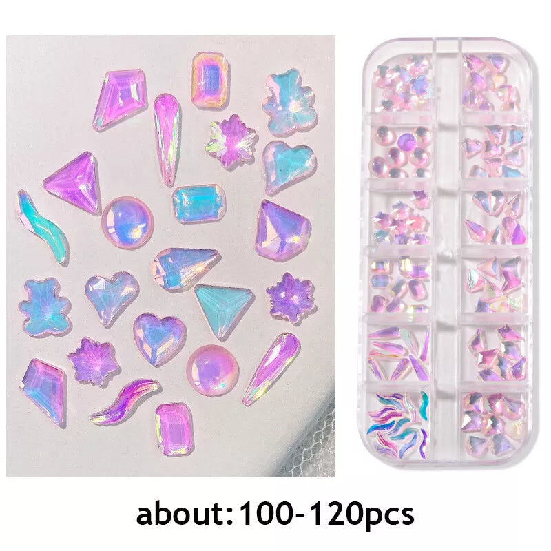 Glitter Nail Art Rhinestones Flatback Crystals Gems 3D Diamond Nails Decoration