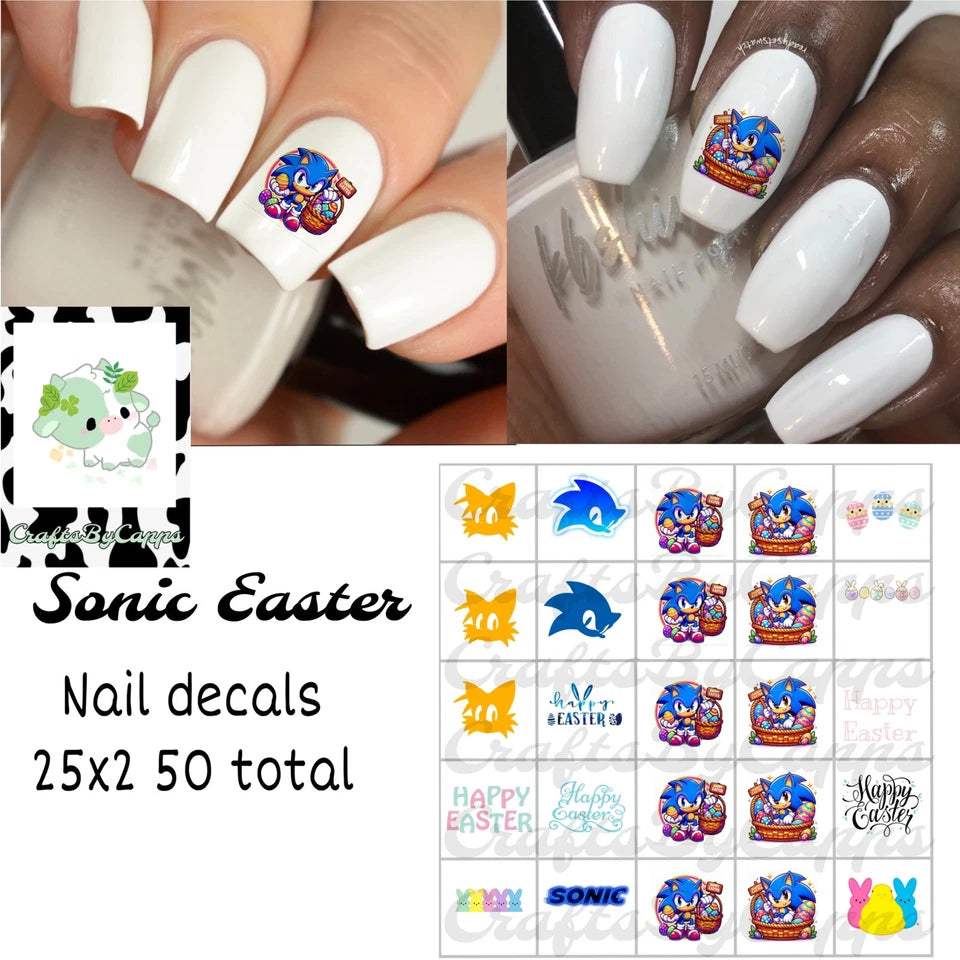 Sonic Easter Nail Decals Set Of 50
